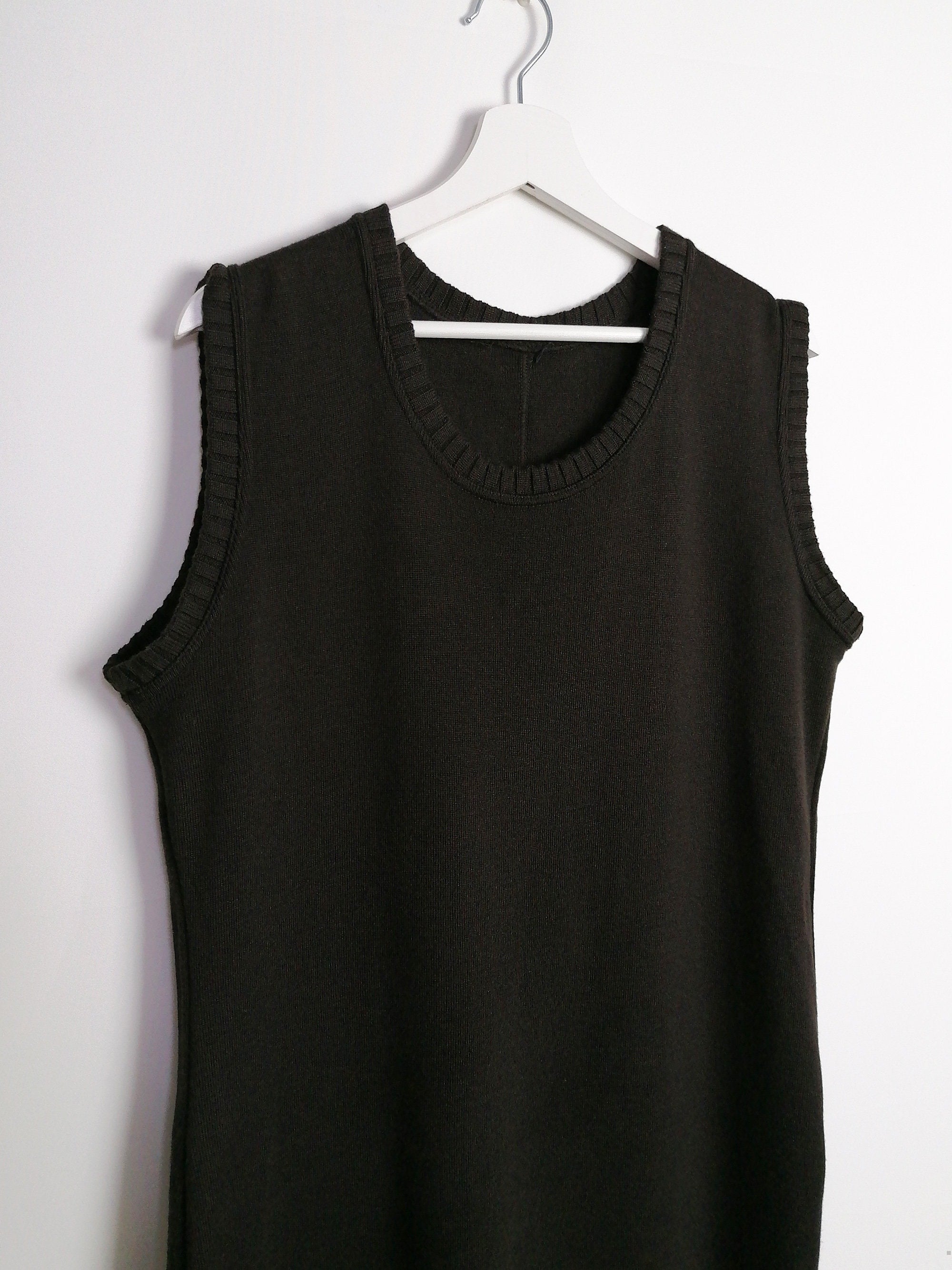 90's Sleeveless Knit Dress Brown