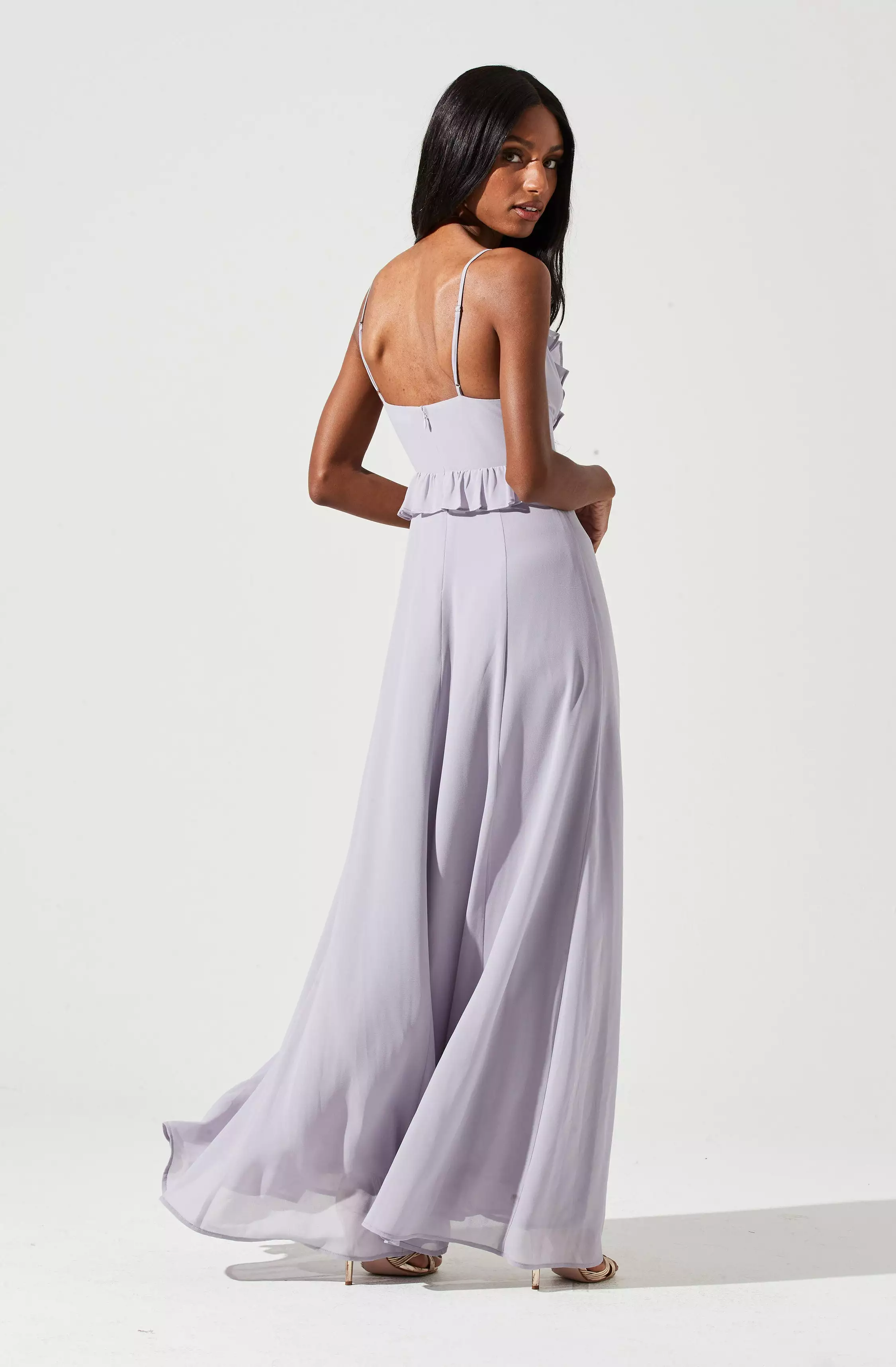 Adoria Ruffle Side Slit Maxi Dress