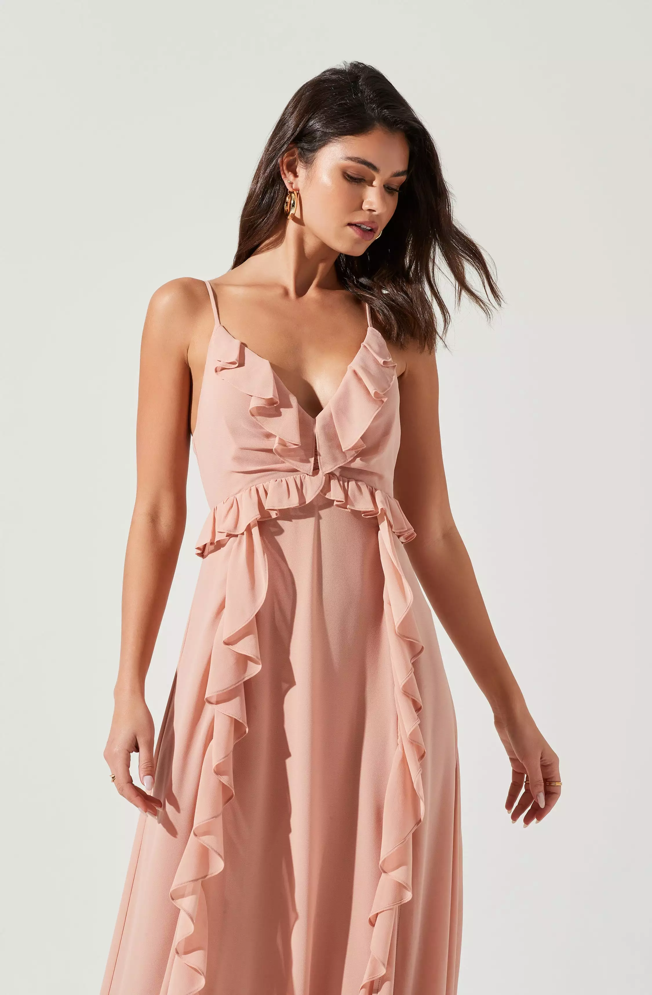 Adoria Ruffle Side Slit Maxi Dress