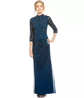 Adrianna Papell - Quarter Length Sleeves Long Dress AP1E200282