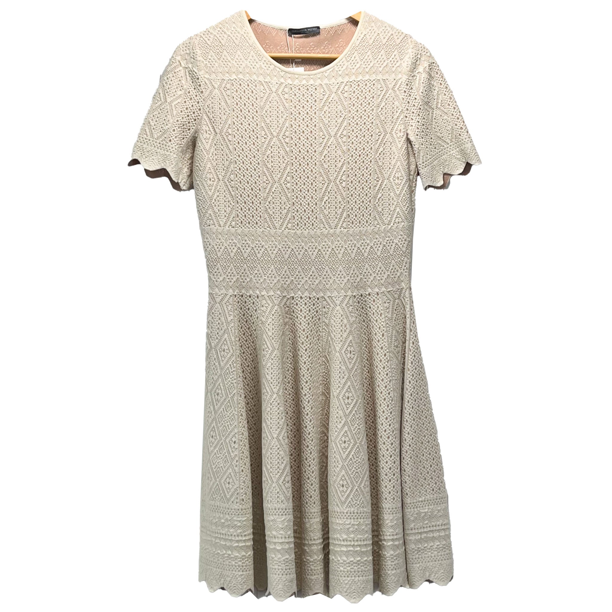 Alexander McQueen Cream & Nude Fancy Knit Skater Dress M/L