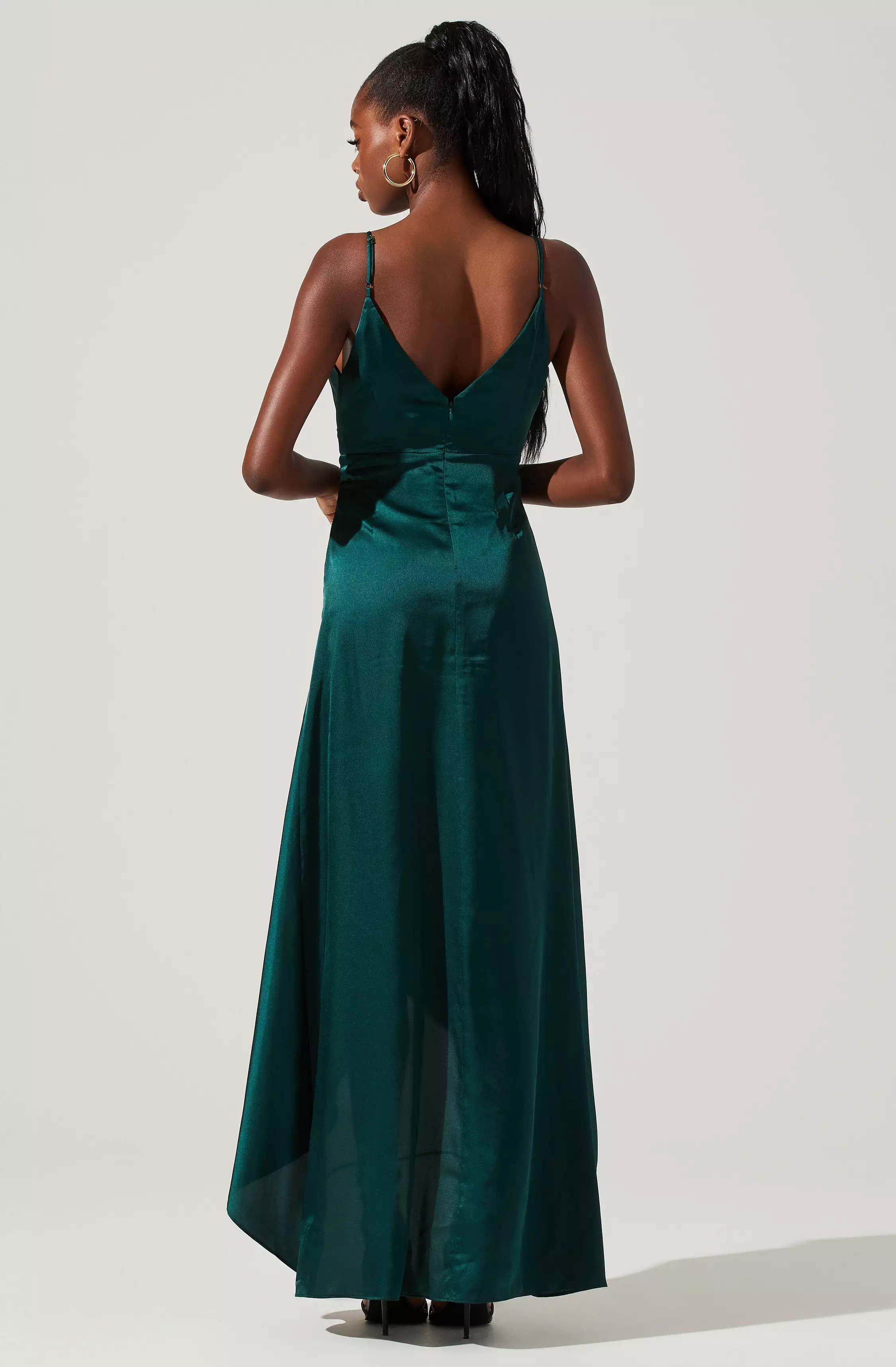 Amalia Ruched Satin Maxi Dress