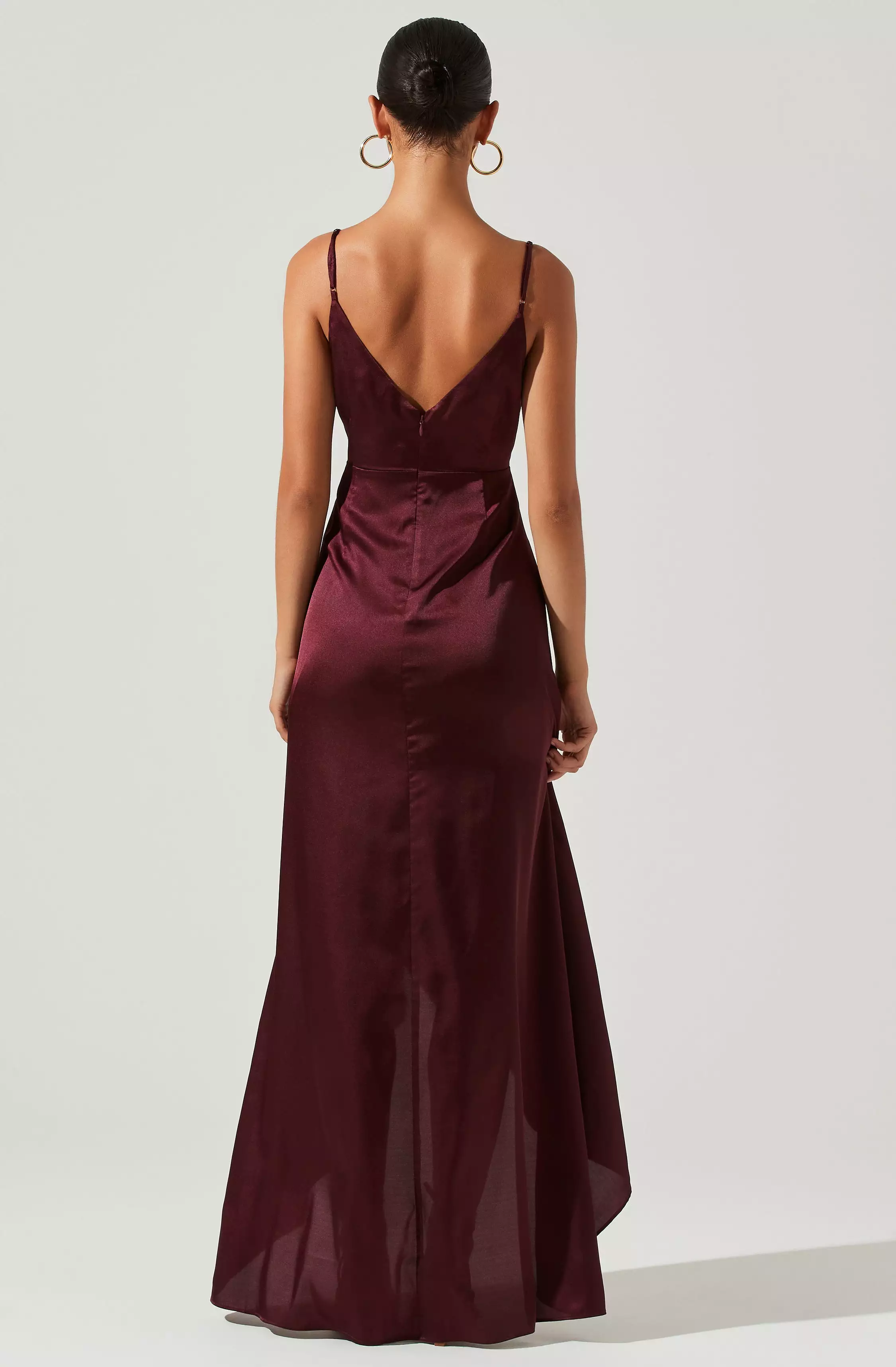 Amalia Ruched Satin Maxi Dress