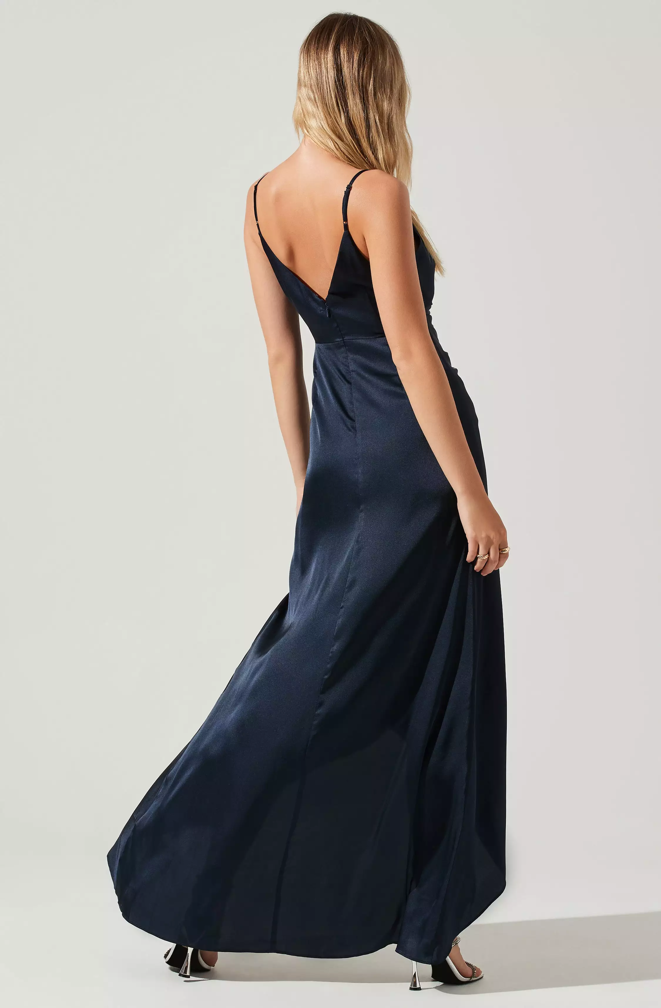 Amalia Ruched Satin Maxi Dress