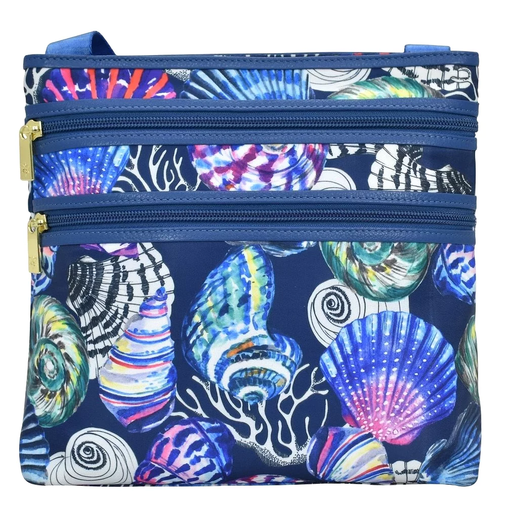 Anuschka Fabric/Leather Trim Crossbody Bag 12017 - Sea Treasures