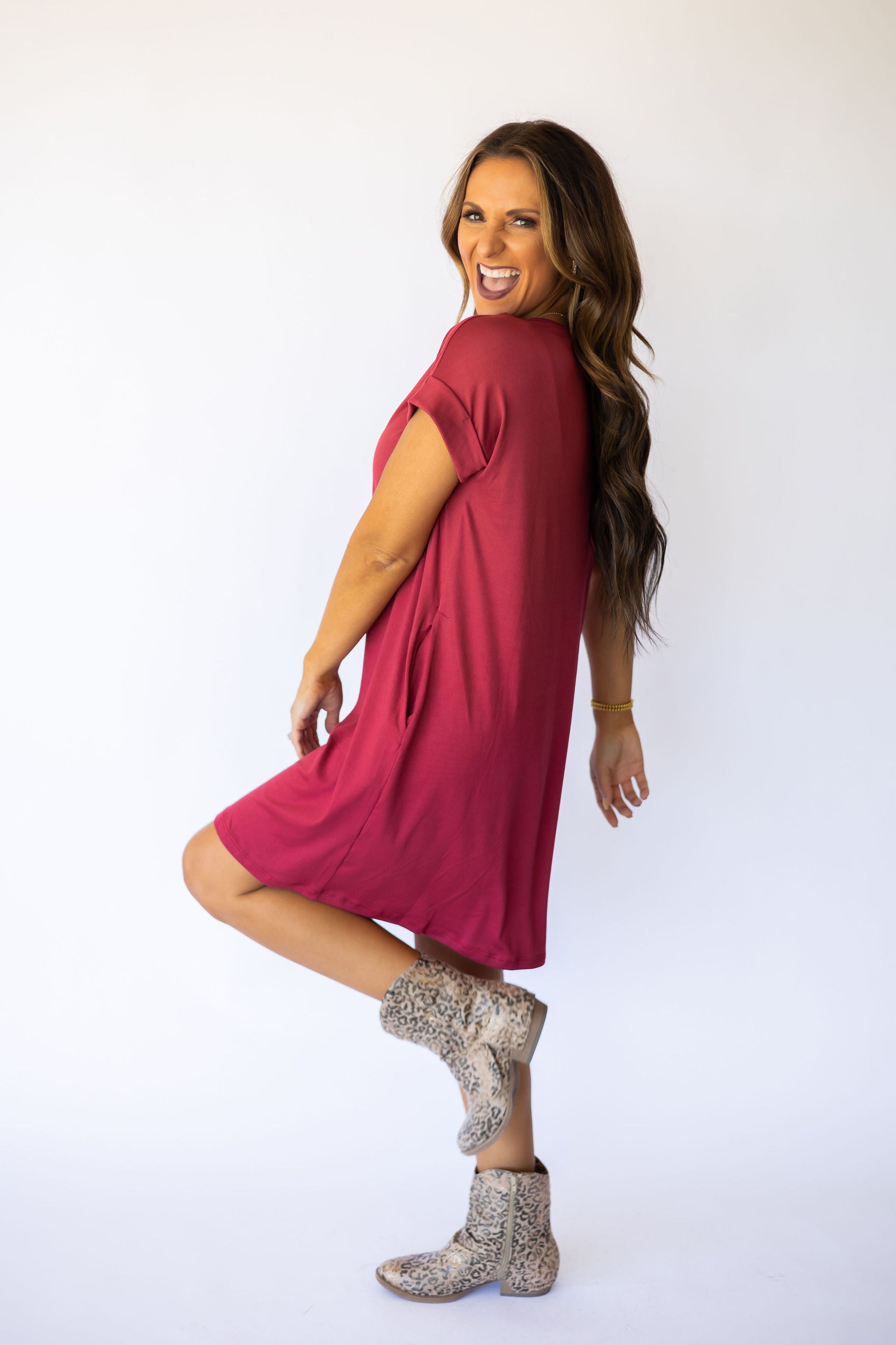 Back To The Basics Knit Dress - Marsala