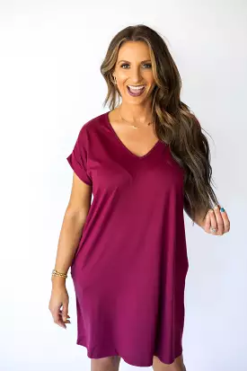 Back To The Basics Knit Dress - Wine