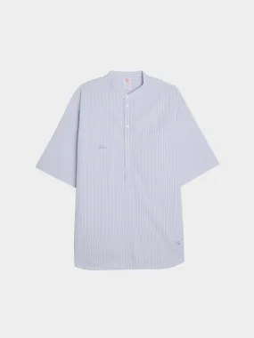 Banded Collar Strip Shirt, White ST