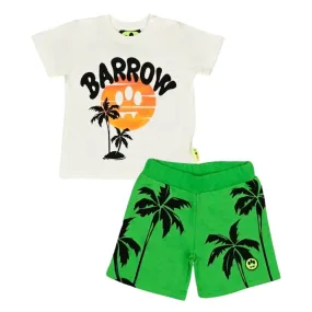 Barrow T-Shirt And Shorts Set Palm Trees White & Green