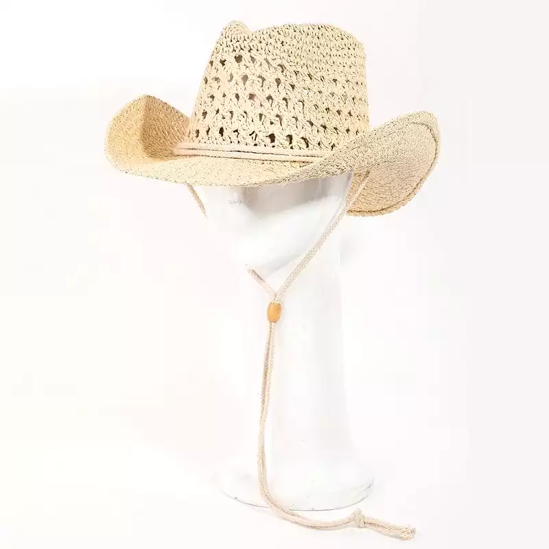 Beige Braided Straw Cowgirl Hat