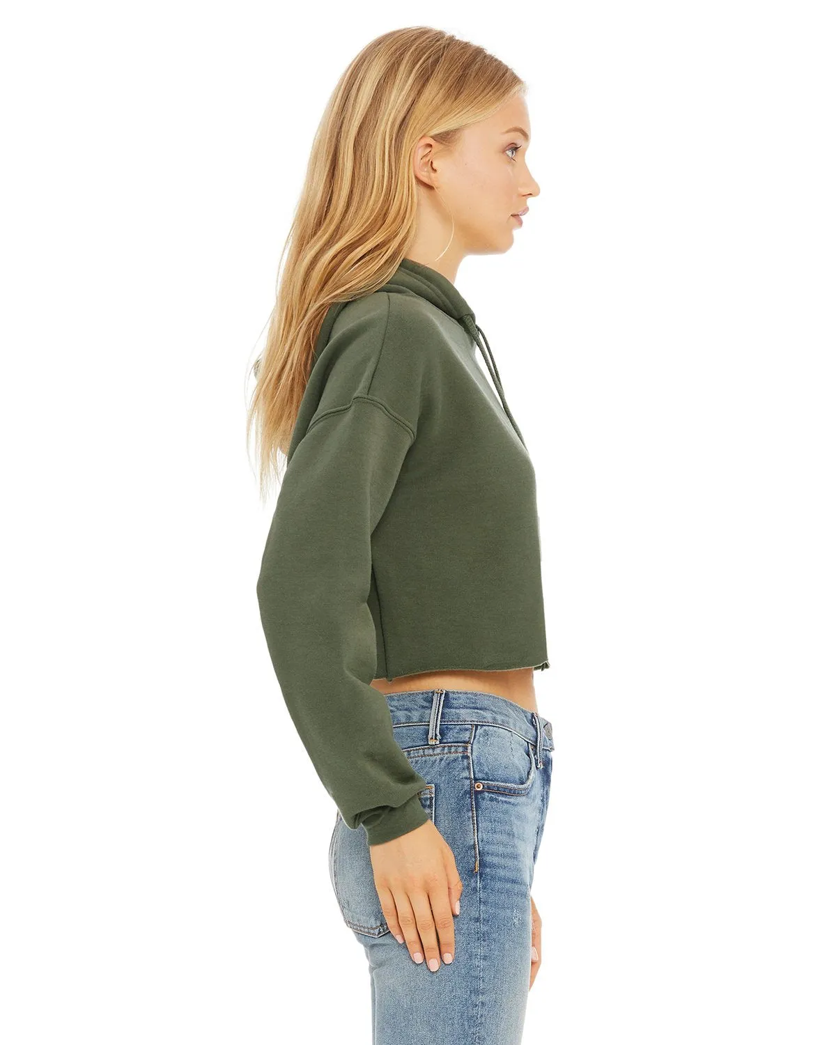 Bella + Canvas Ladies Cropped Fleece Hoodie B7502 Military Green