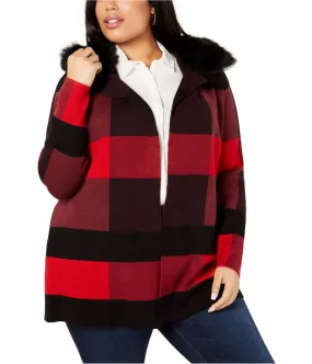 Belldini Womens Plaid Cardigan Sweater