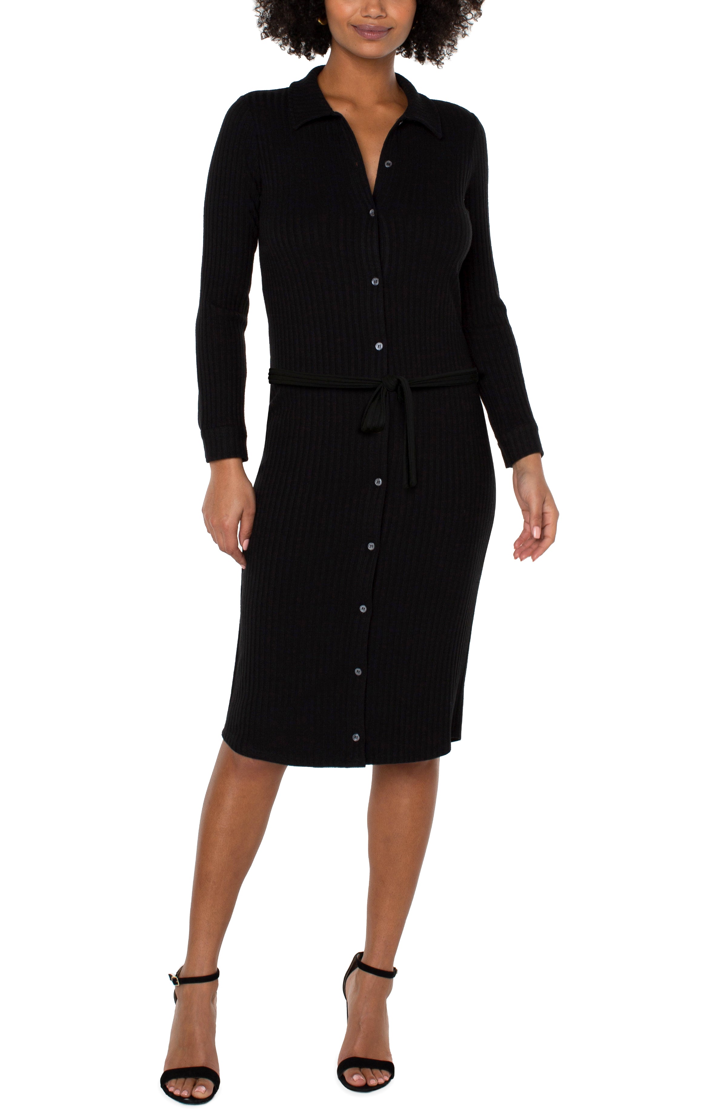 Belted Knit Shirt Dress