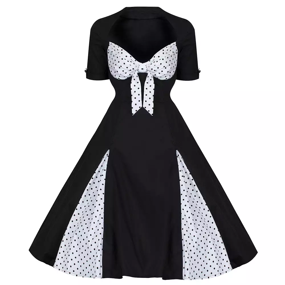 Black and White Polka Dot Retro 50s Rockabilly Dress