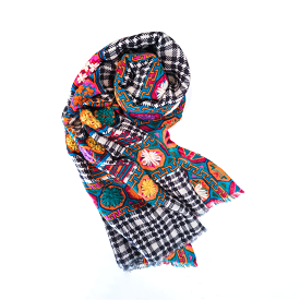 BLACK MULTI WOOL SCARF