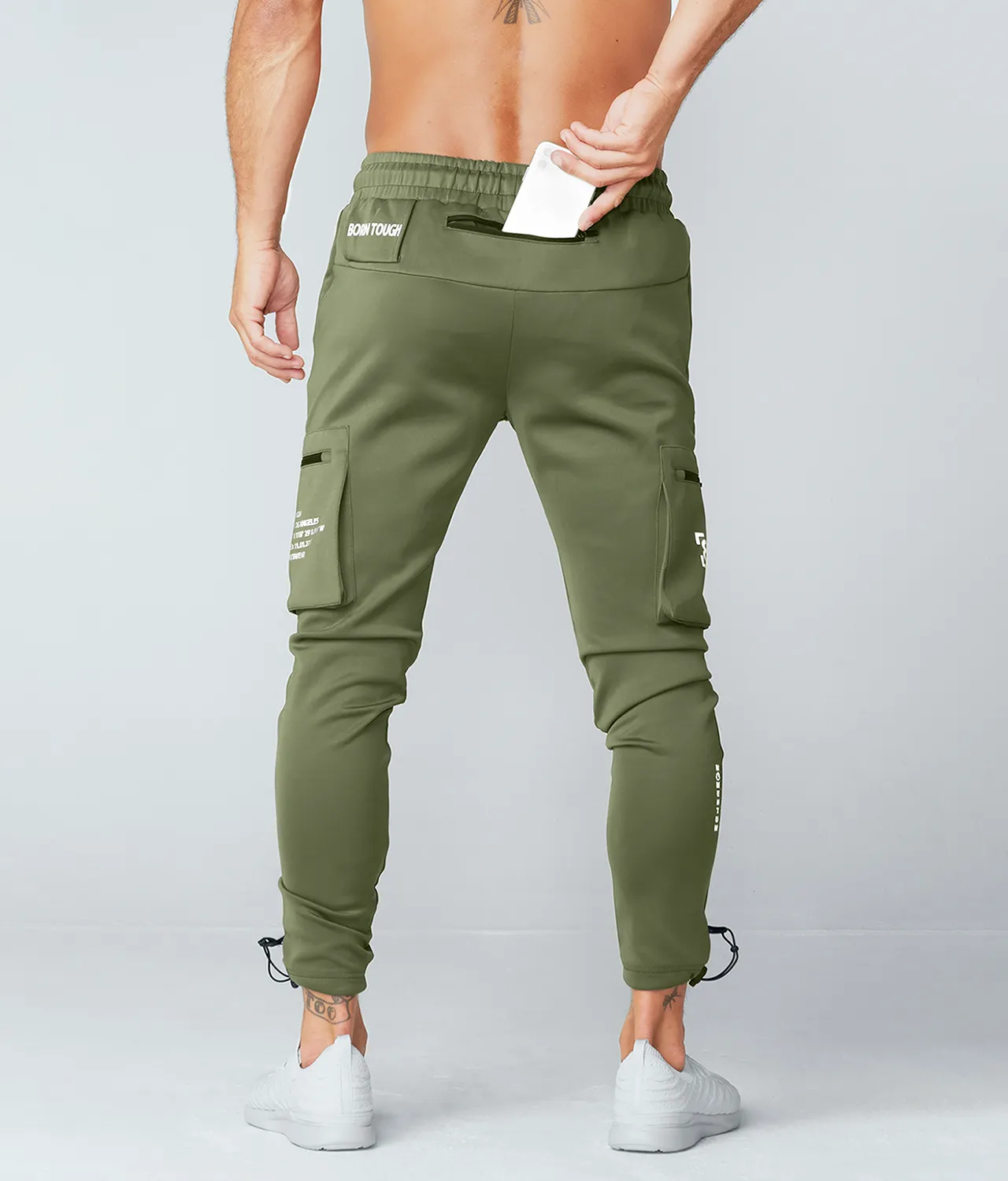 Born Tough Momentum Cargo Crossfit Jogger Pants For Men Military Green