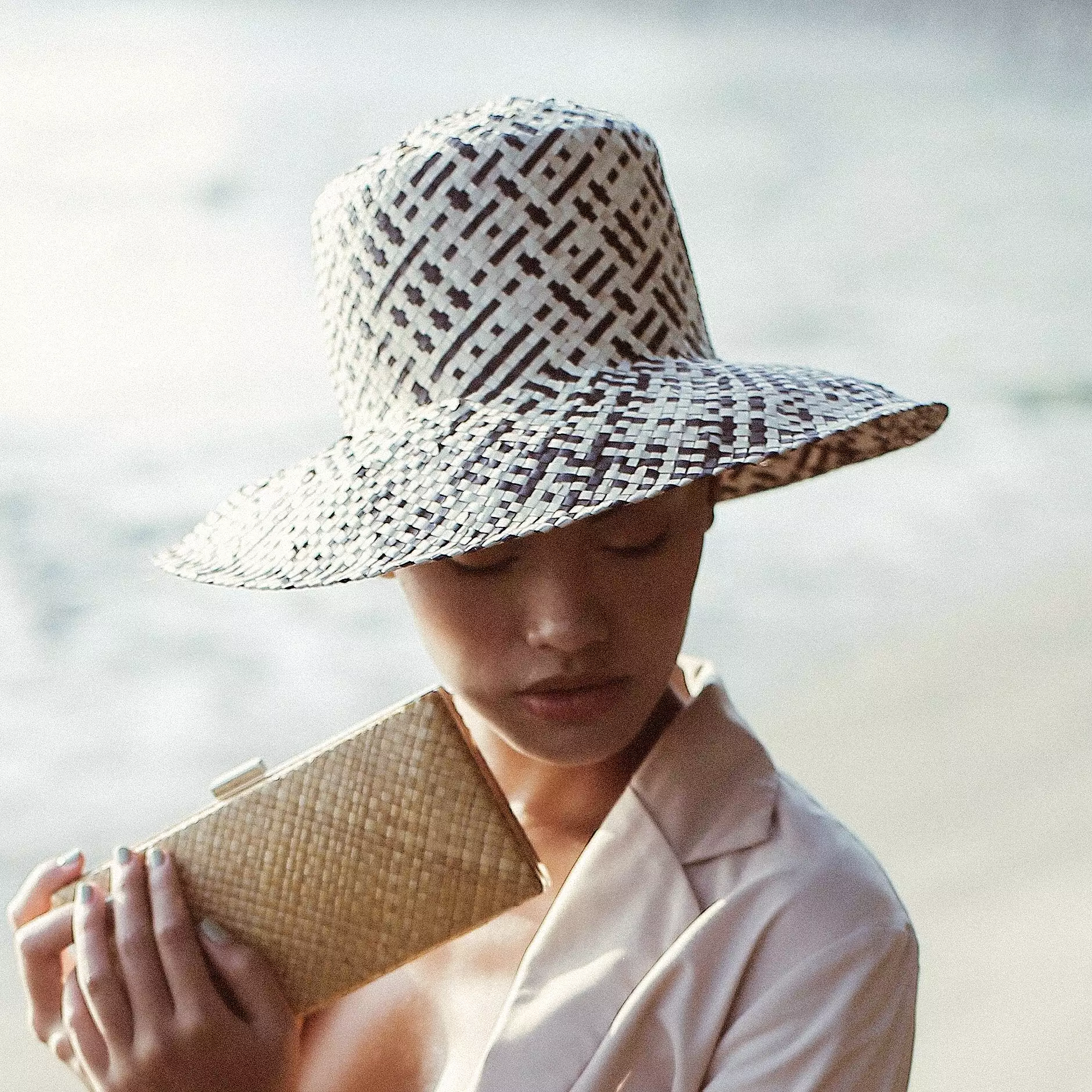 Borneo Fisherman Bucket Straw Hat, in Black