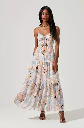 Brandy Floral Cinched Front Cutout Maxi Dress