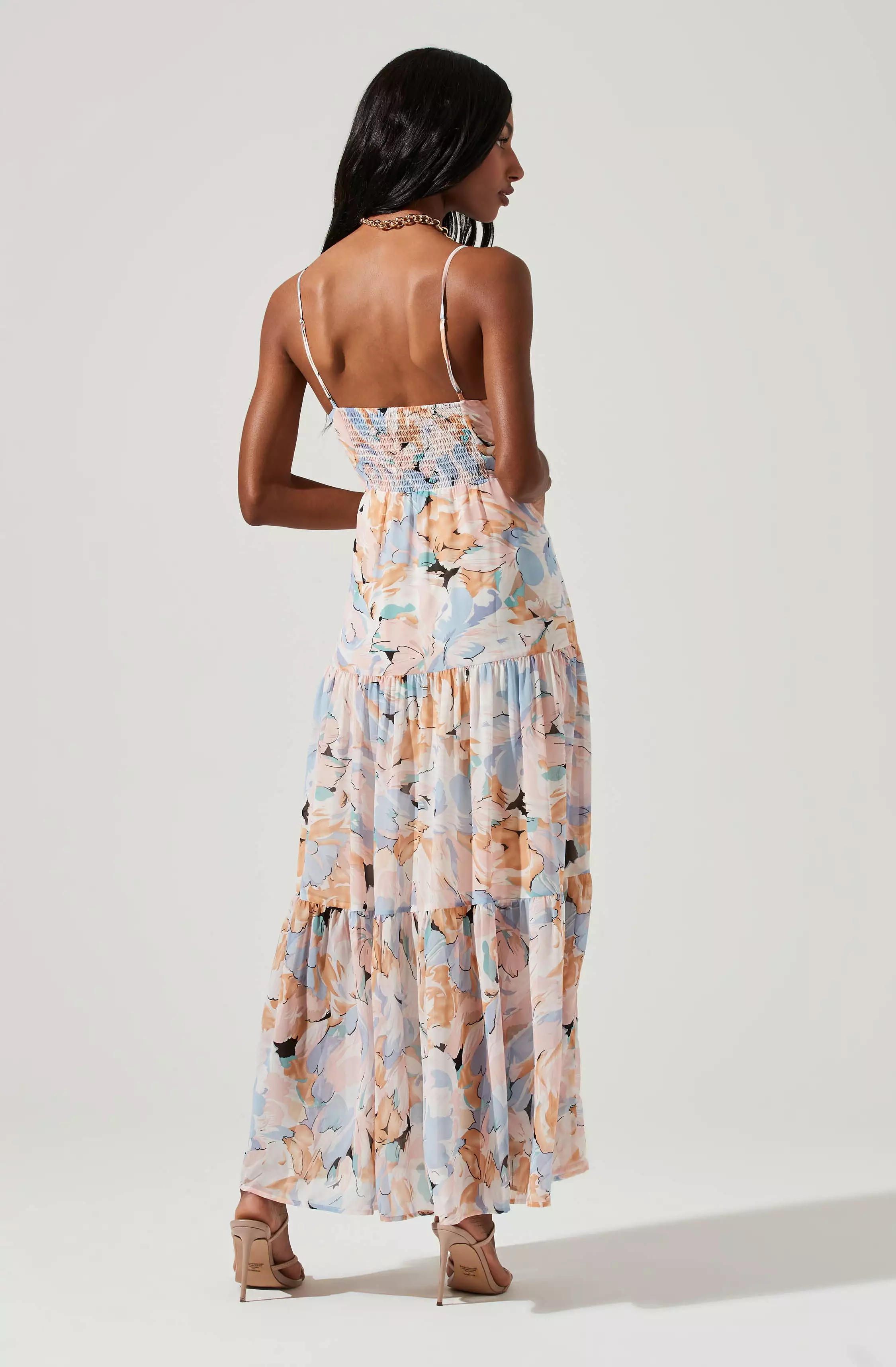 Brandy Floral Cinched Front Cutout Maxi Dress