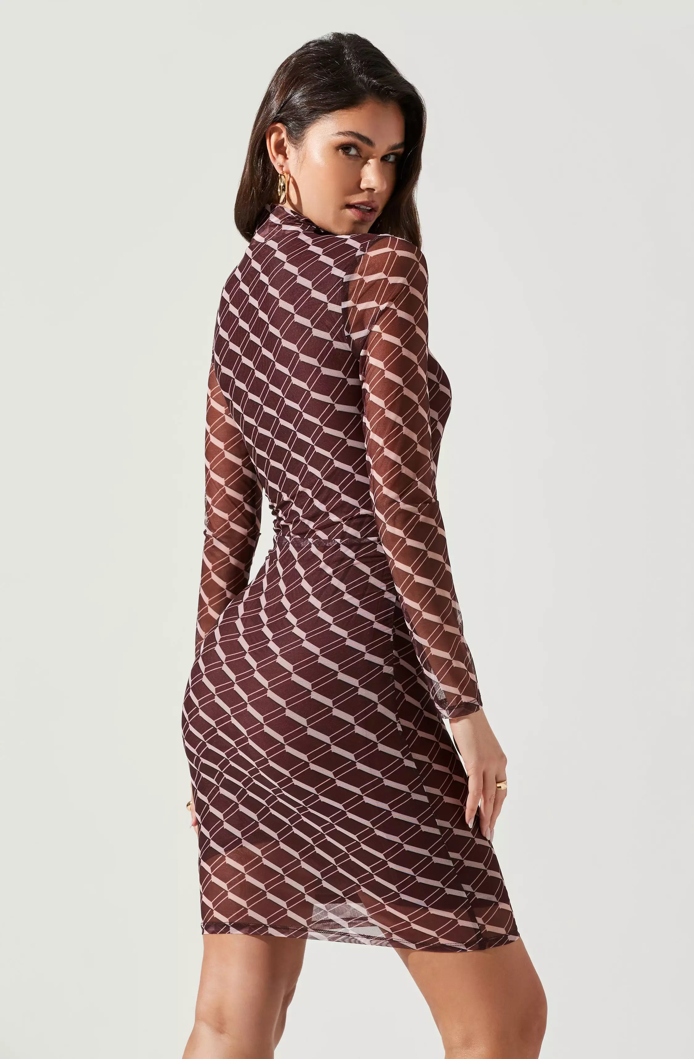 Bryn High Neck Cutout Long Sleeve Mini Dress