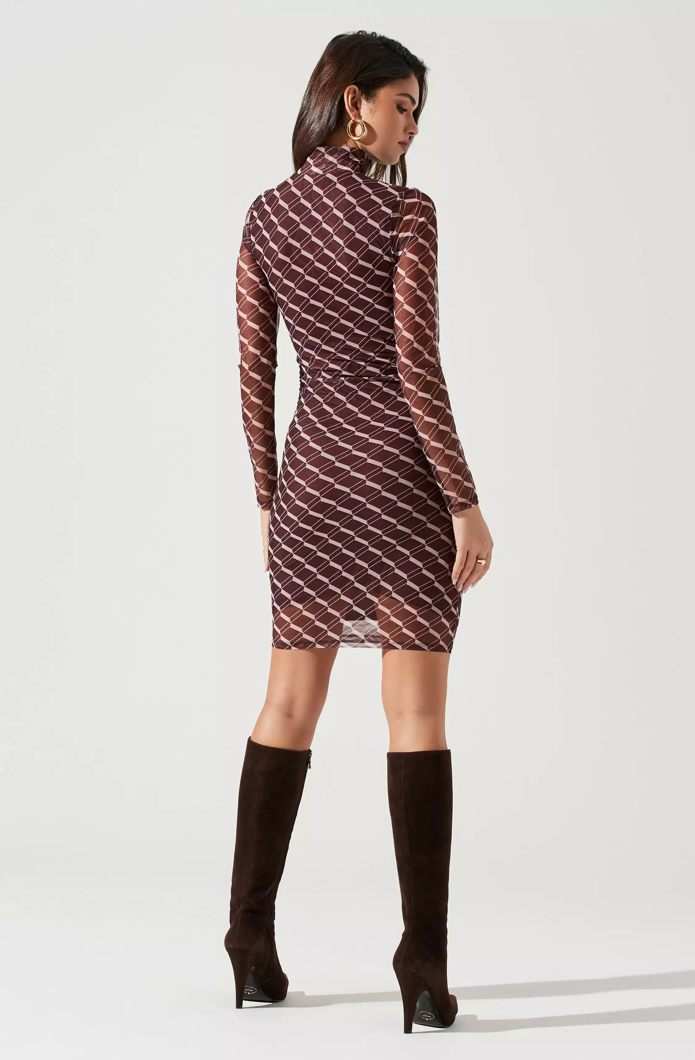 Bryn High Neck Cutout Long Sleeve Mini Dress