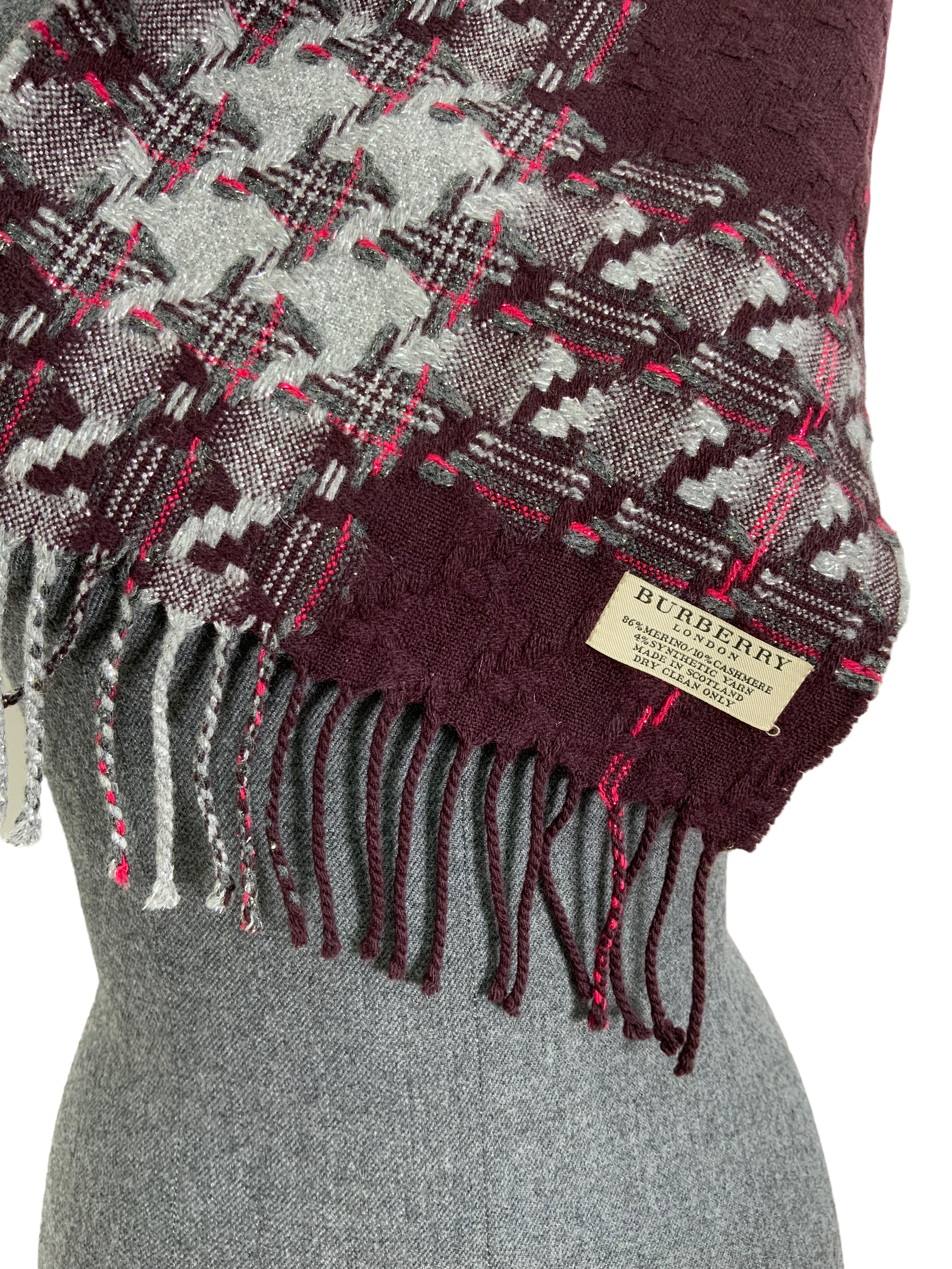 Burberry Checkered Plaid Wool Scarf