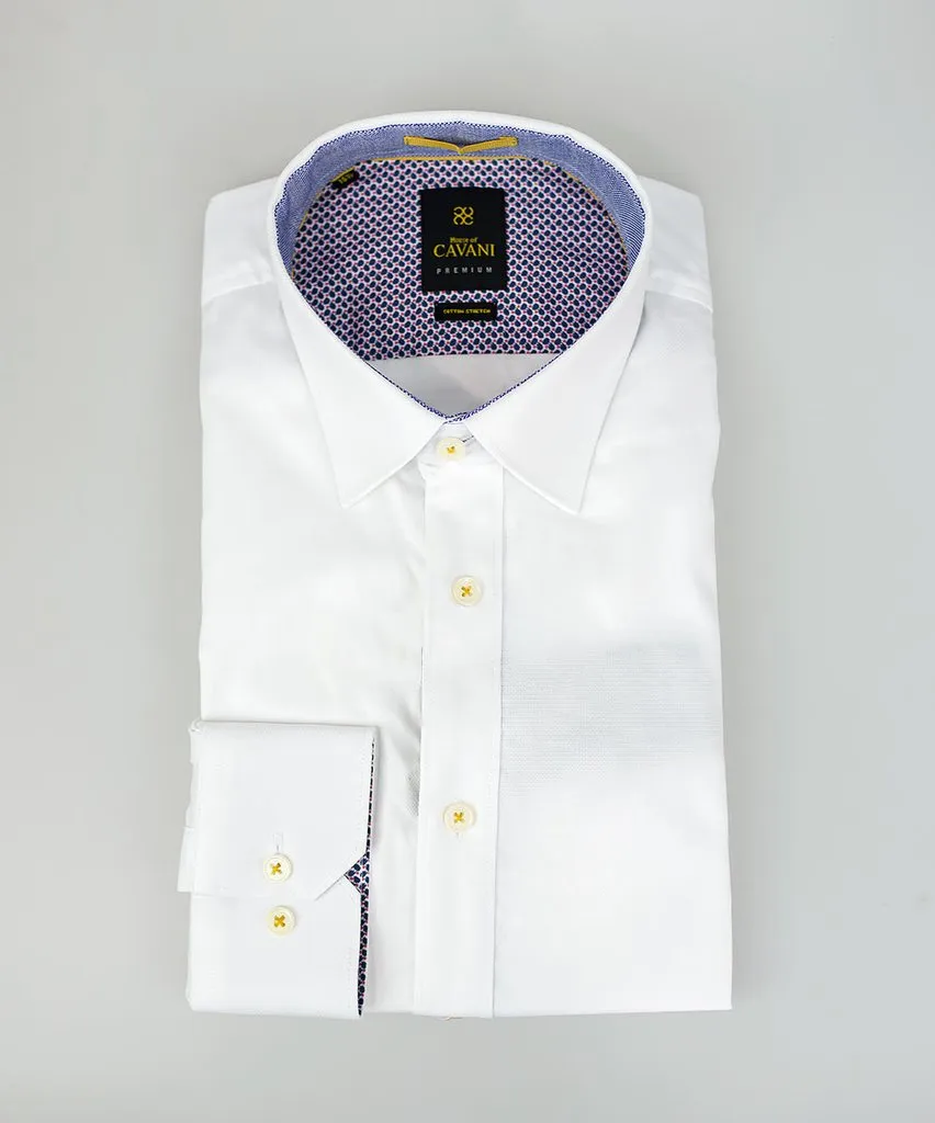 Cavani Oxford 65 White Stretch Shirt