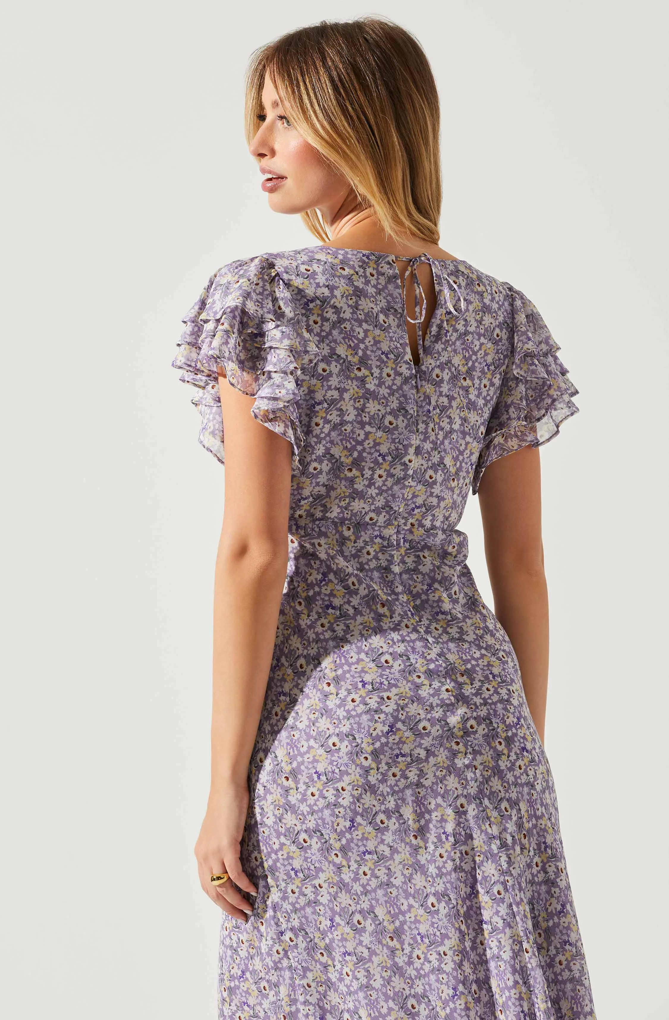 Celestine Floral Ruffle Midi Dress