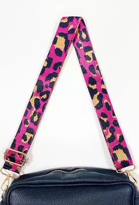 Crossbody Bag Shoulder Strap in Pink Leopard