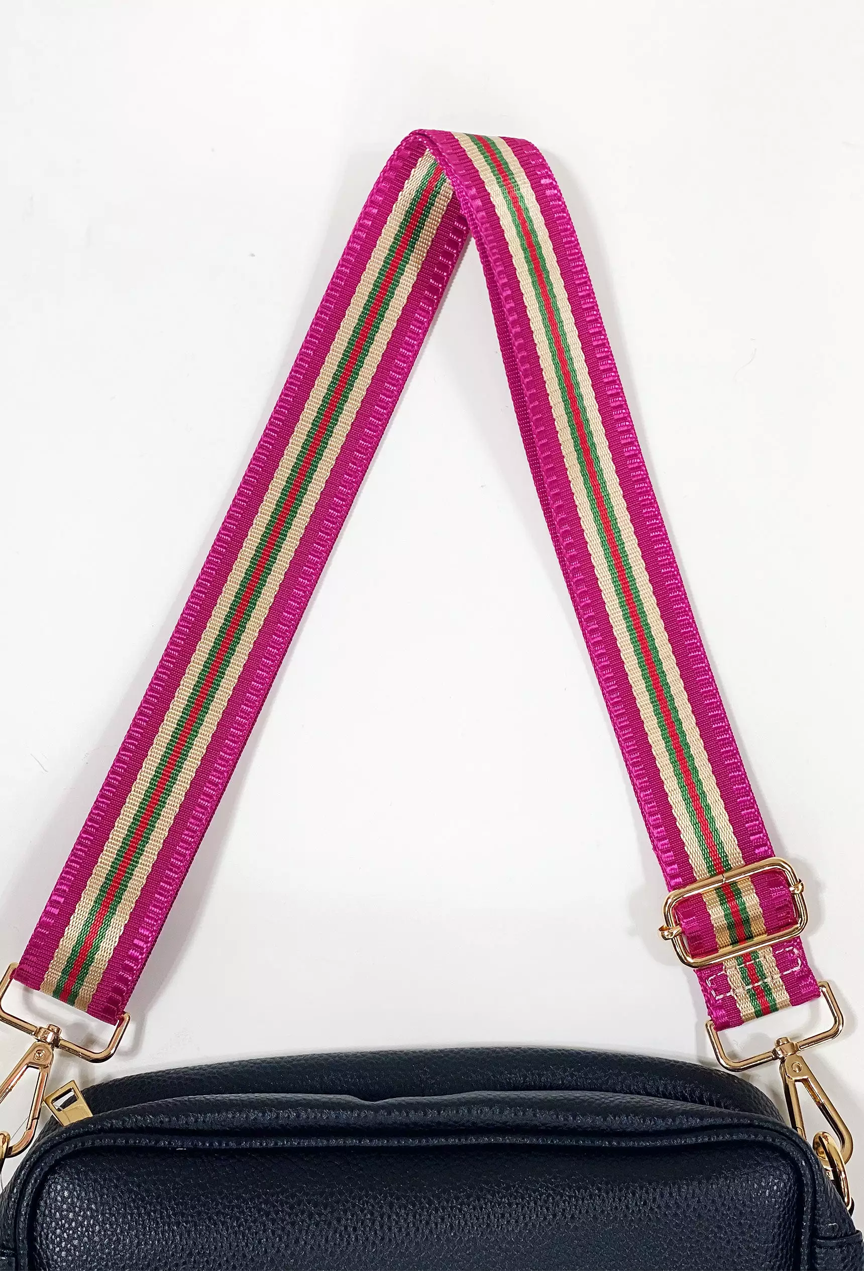 Crossbody Bag Shoulder Strap in Pink Stripe