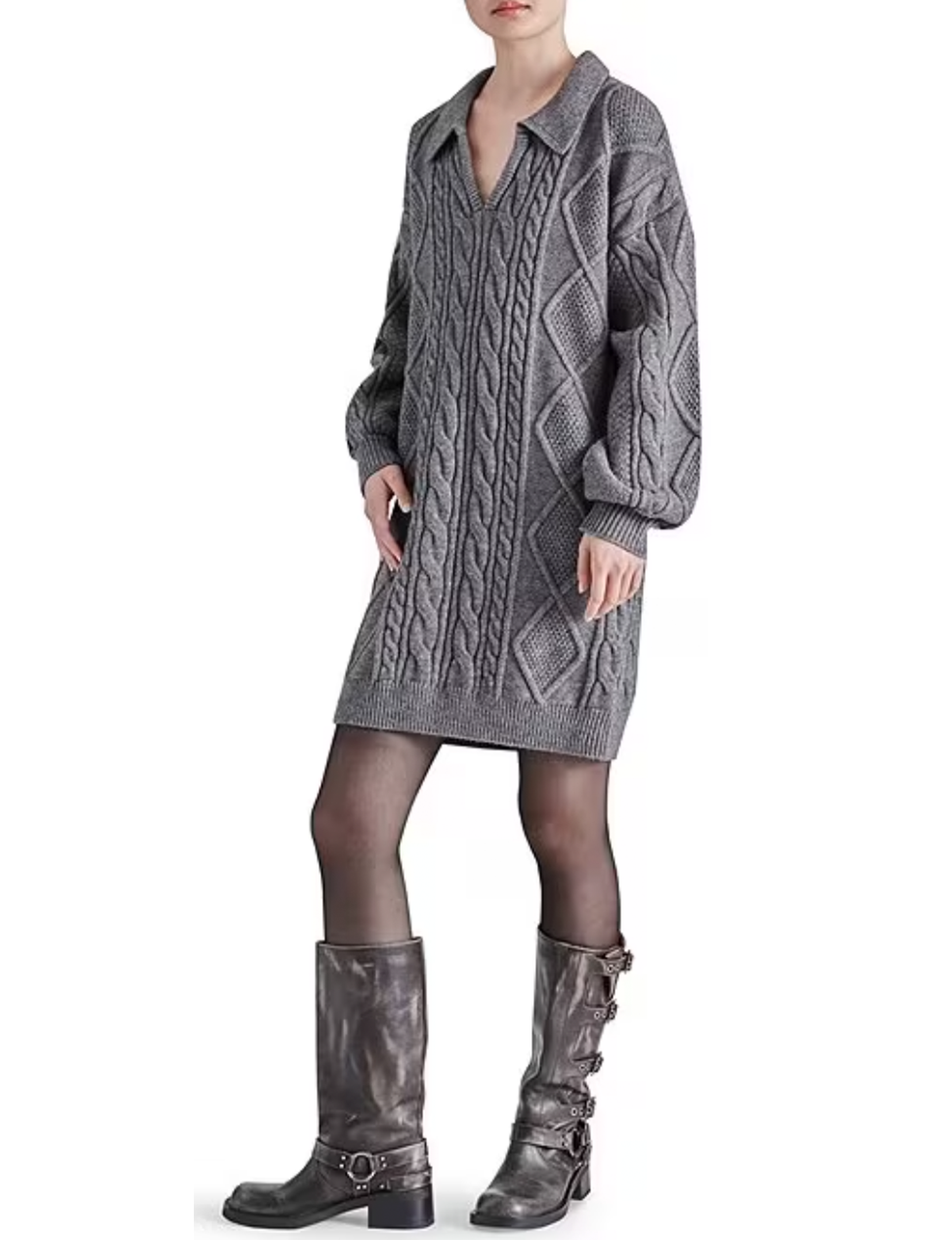 Debbie Sweater Dress, Heather Grey