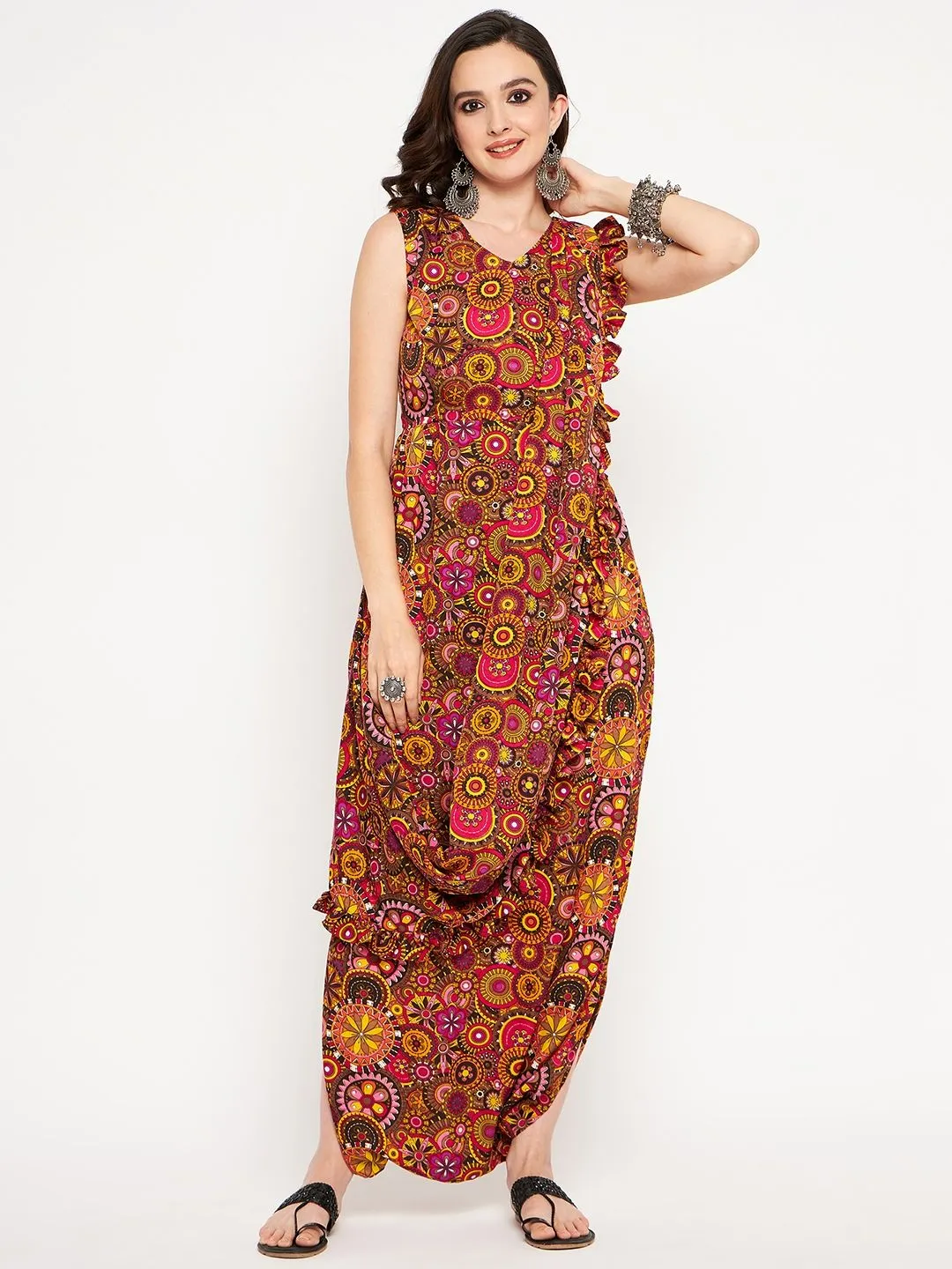 Dhoti Jumpsuit with Attached Dupatta