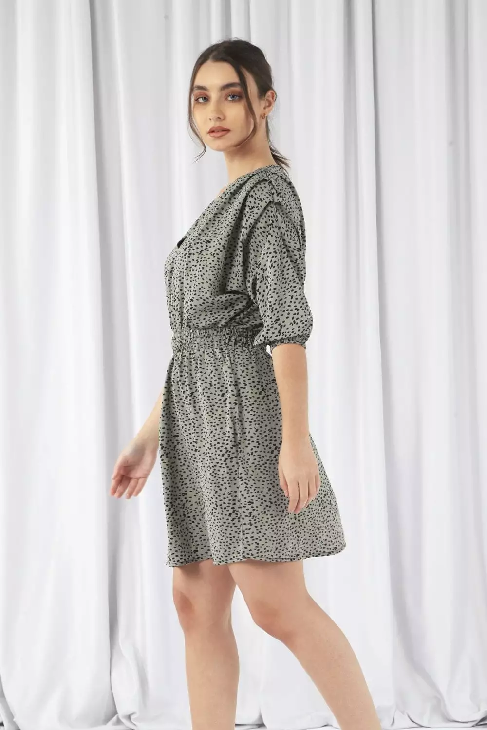 Double Second Animal Print Relaxed Shoulder Dress