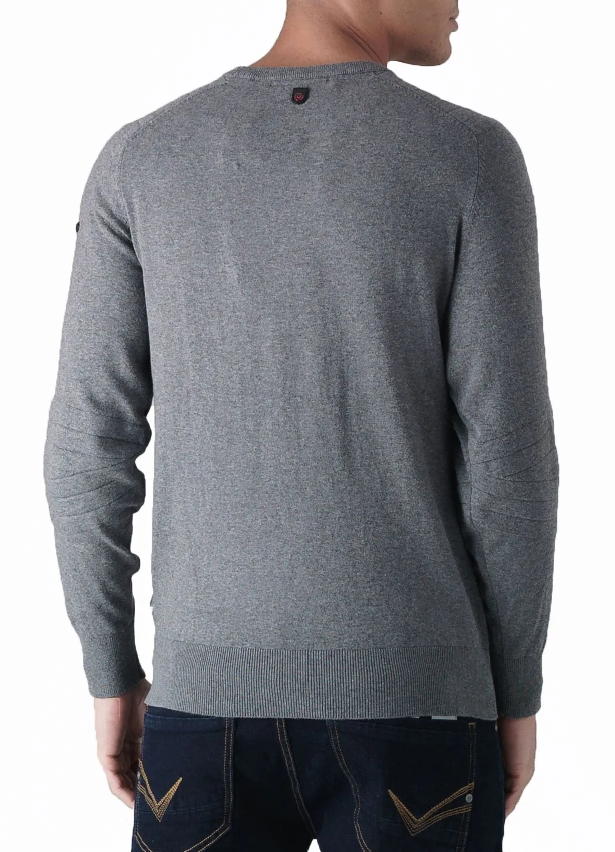 Duck and Cover Crew Neck Cotton Knit Portofino Jumper Mid Grey Marl