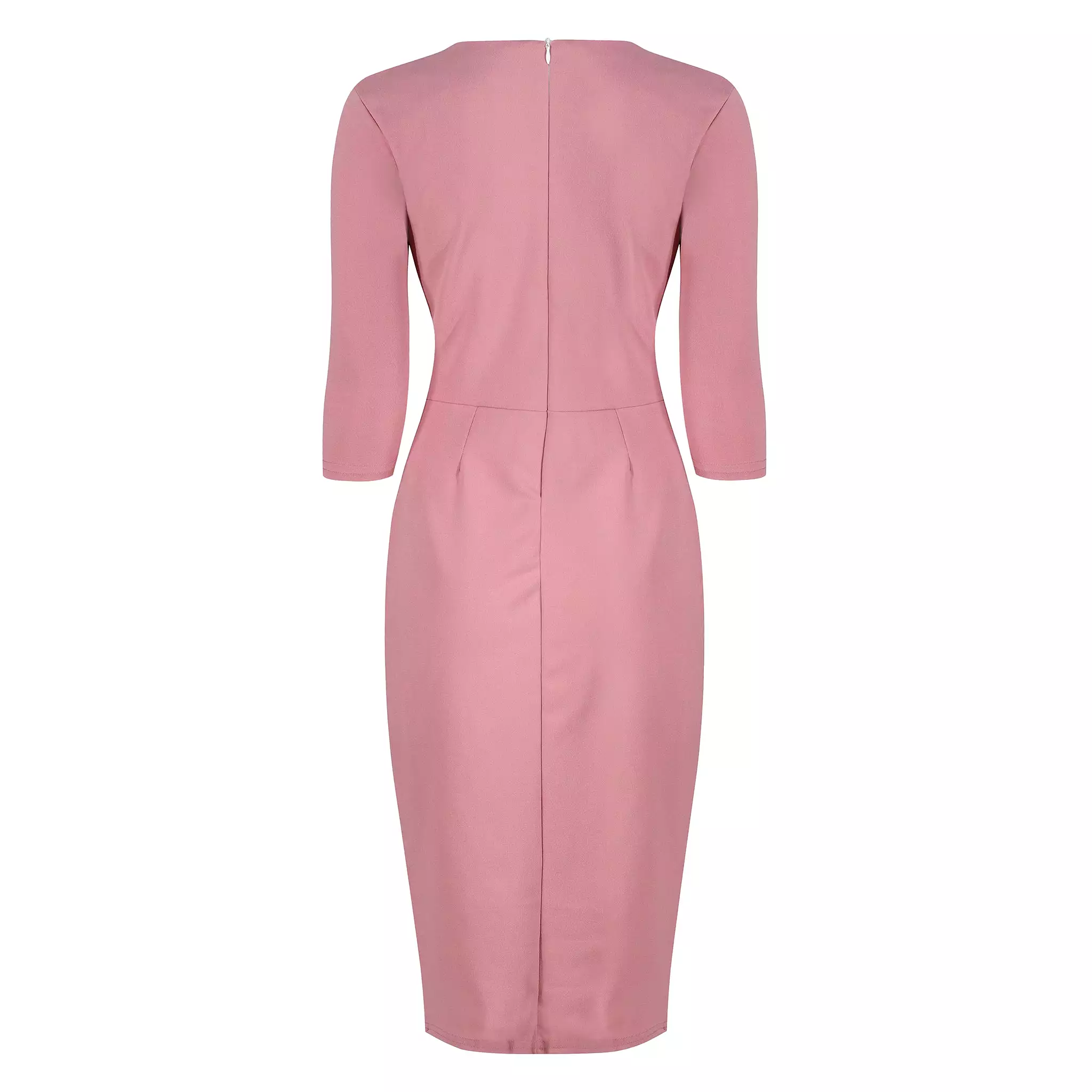 Dusky Pink 1940's Vintage 3/4 Sleeve Bodycon Pencil Dress