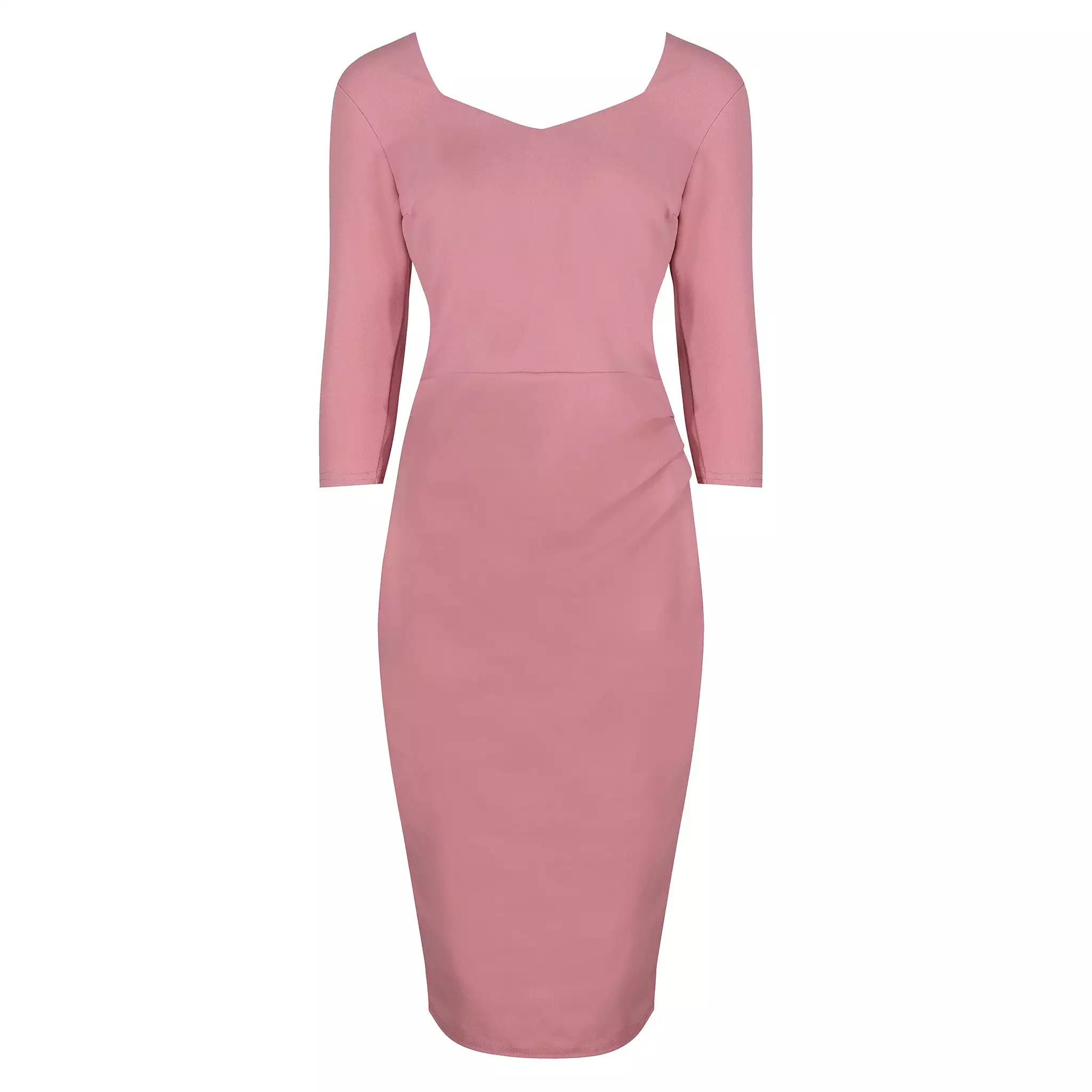 Dusky Pink 1940's Vintage 3/4 Sleeve Bodycon Pencil Dress