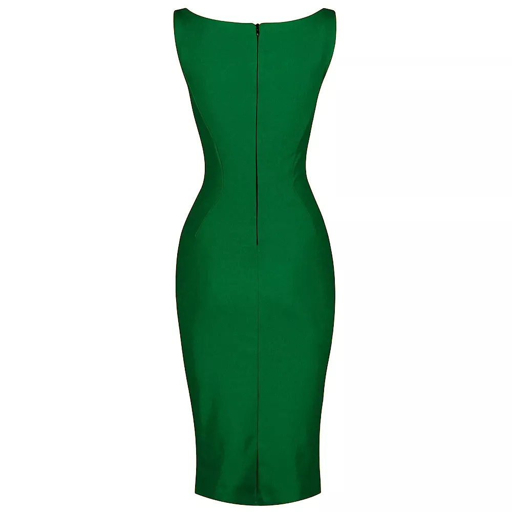 Emerald Green 40s Bodycon Sleeveless Hollywood Wiggle Dress