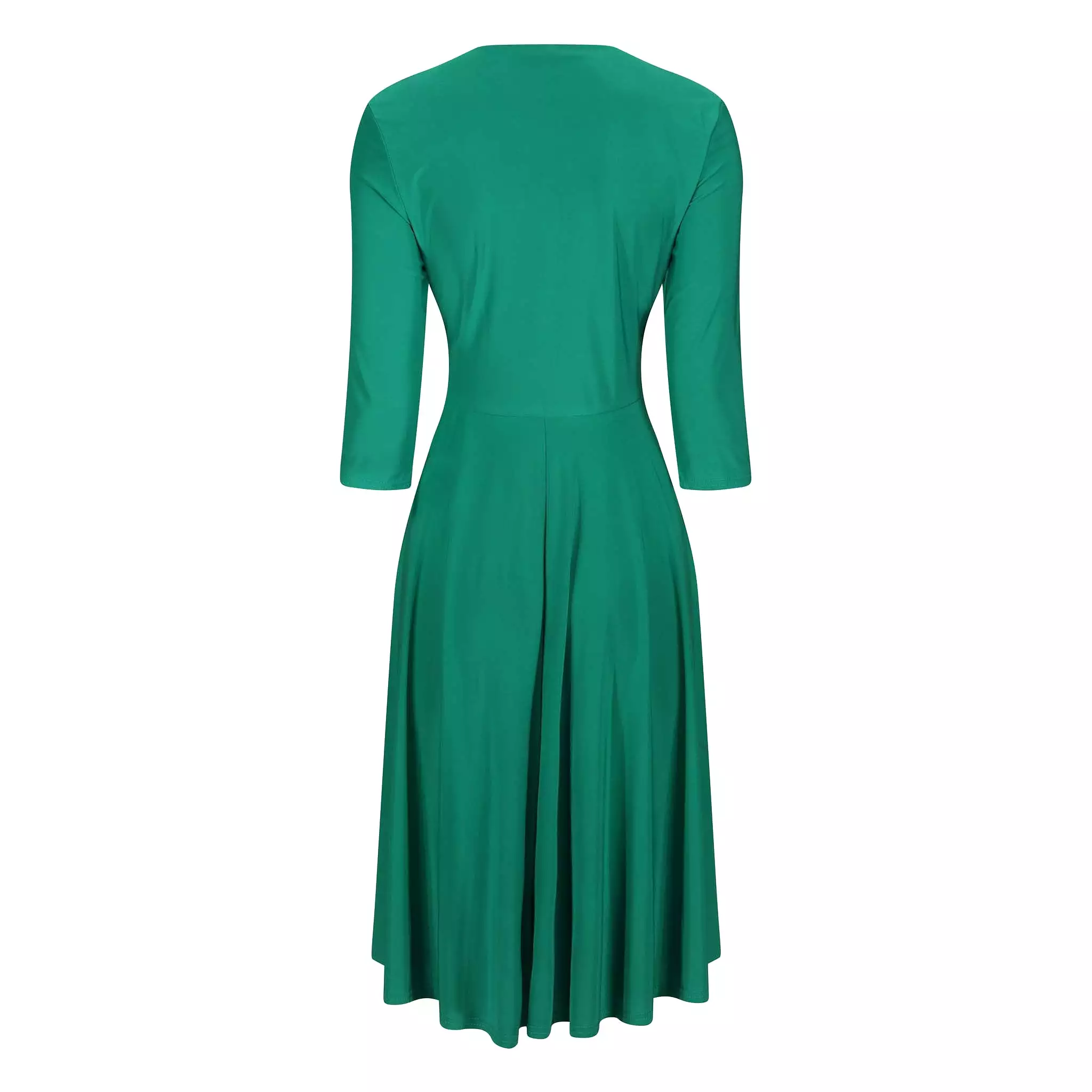 Emerald Green Crossover 3/4 Sleeve Rockabilly 50s Swing Dress