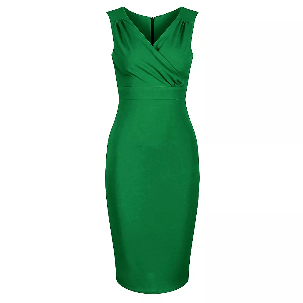 Emerald Green Sleeveless Crossover Top Bodycon Midi Dress