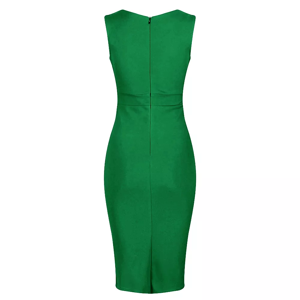 Emerald Green Sleeveless Crossover Top Bodycon Midi Dress