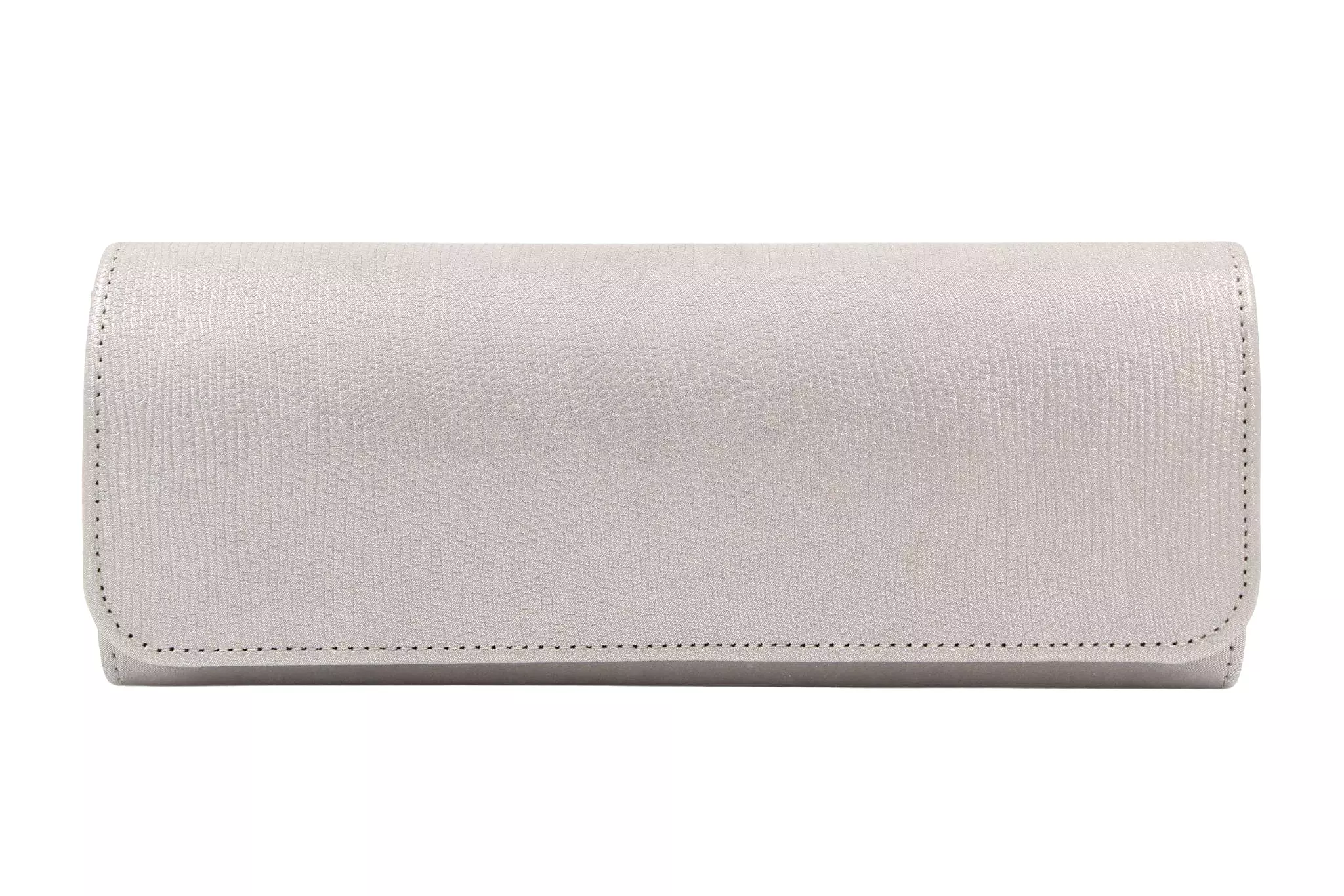 EMIS Silver Metallic leather Clutch Bag