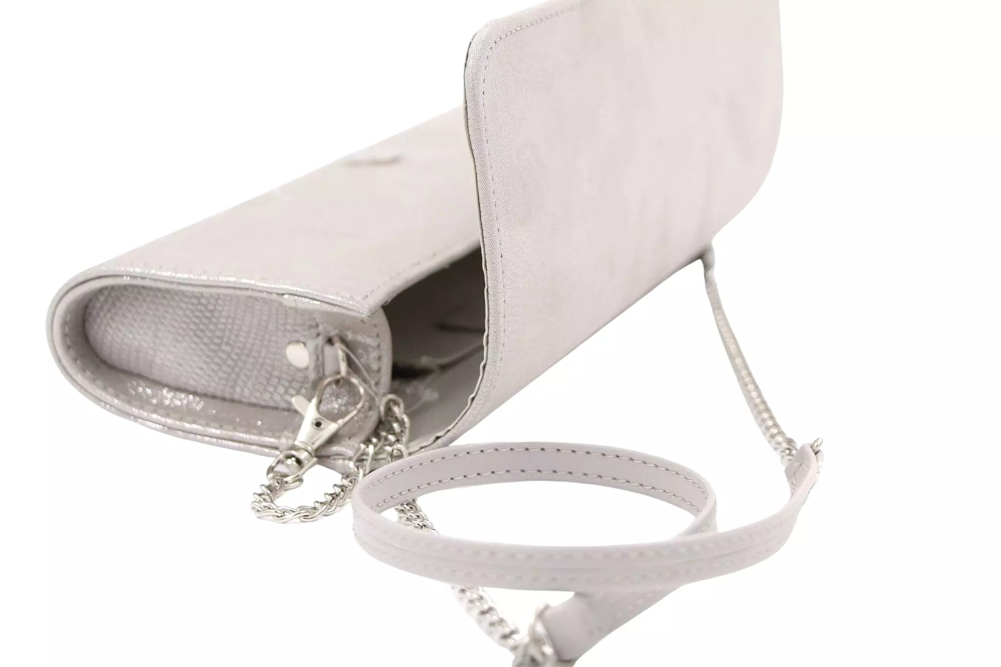 EMIS Silver Metallic leather Clutch Bag