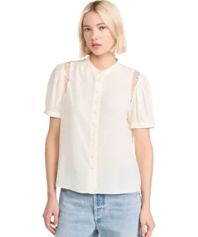 Frame Lace Shoulder Inset Blouse Cream L