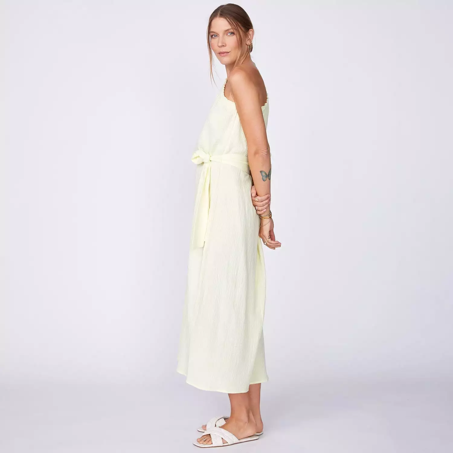 Gauze One Shoulder Dress