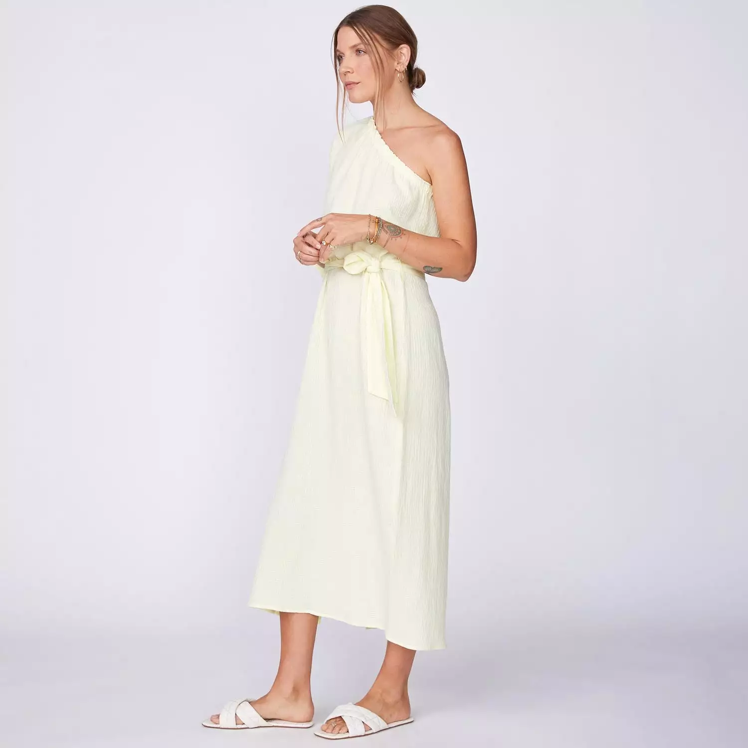 Gauze One Shoulder Dress