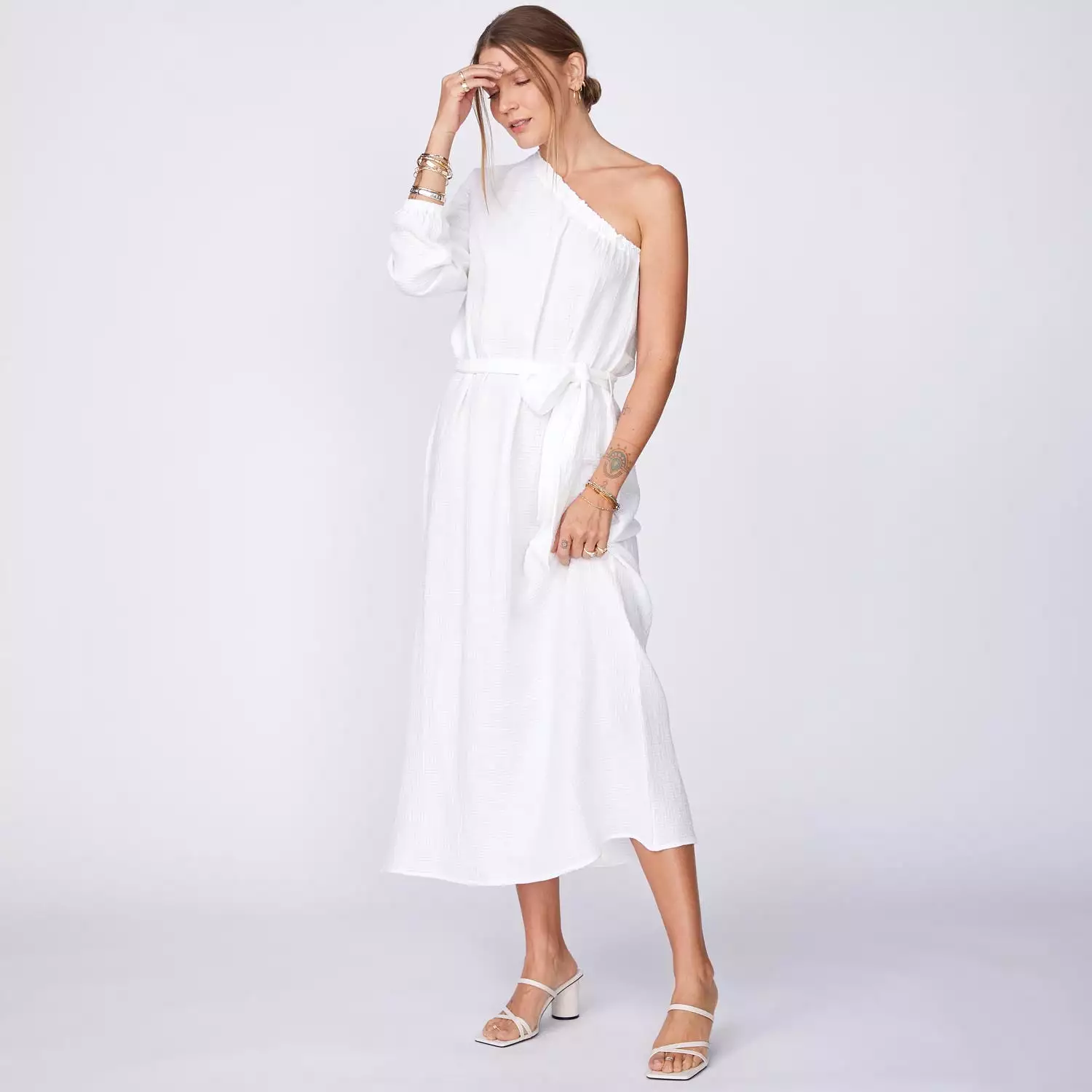 Gauze One Shoulder Dress