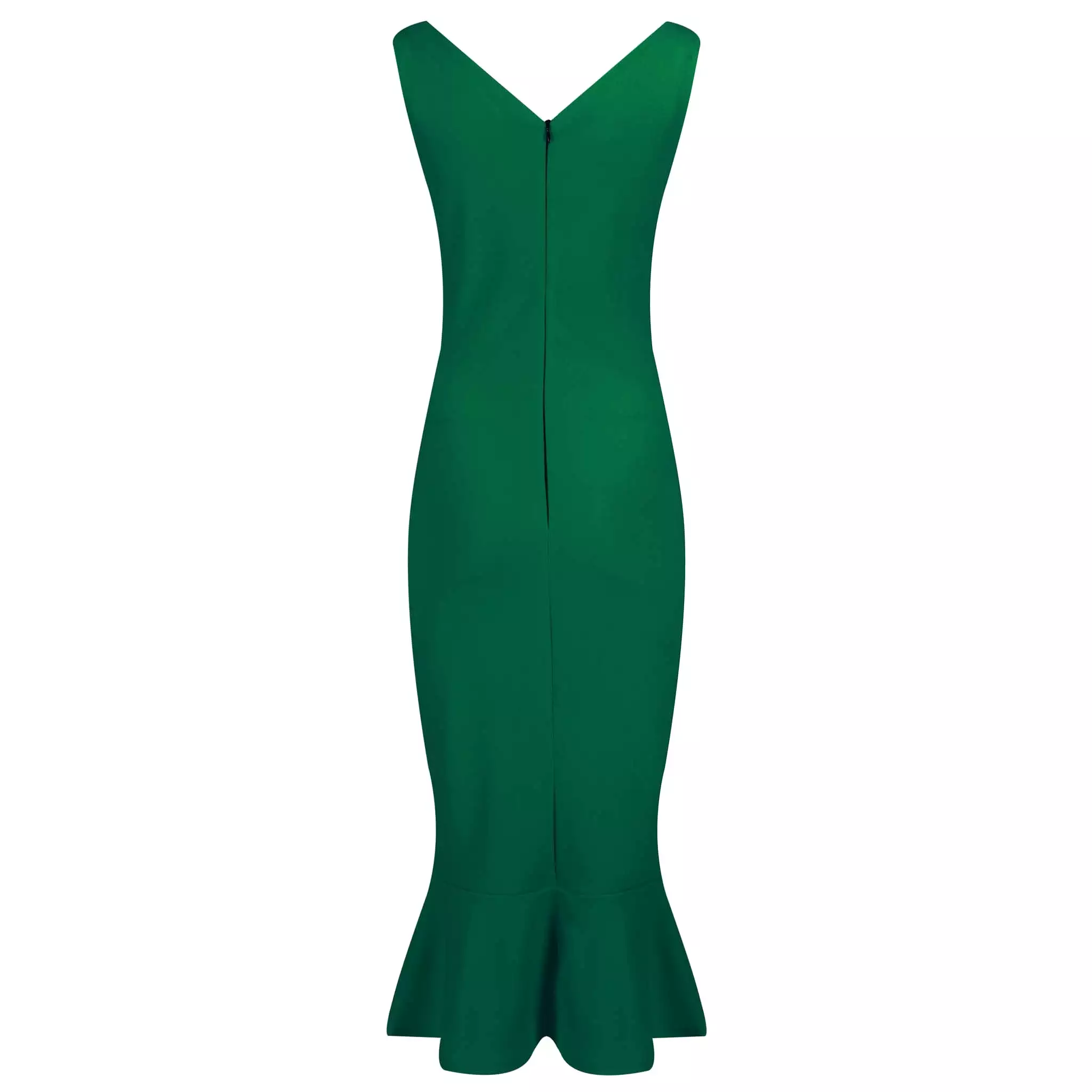 Green Sleeveless Peplum Hem Bodycon Wiggle Party Dress