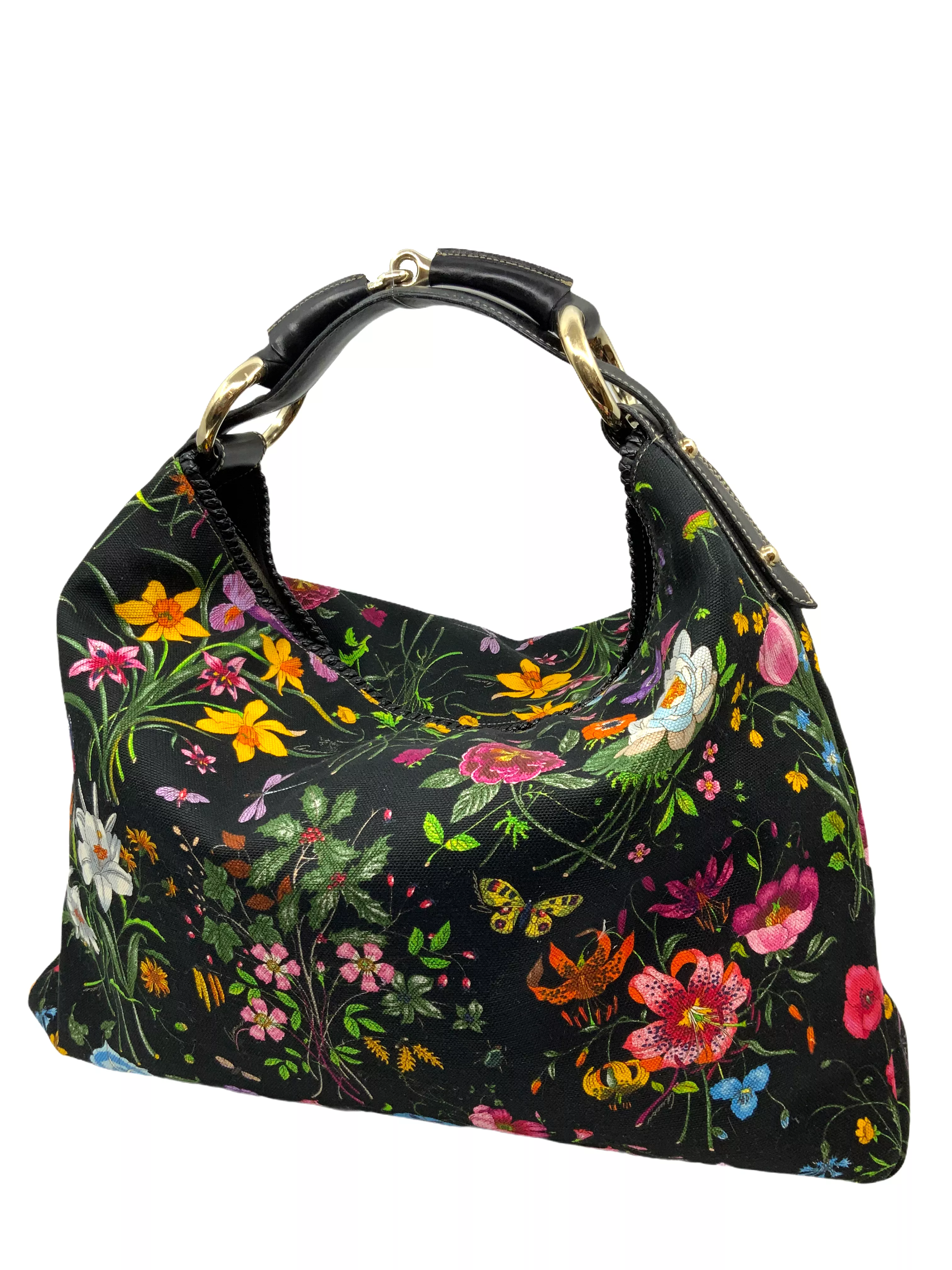 Gucci Horsebit Flora Canvas Large Hobo Bag