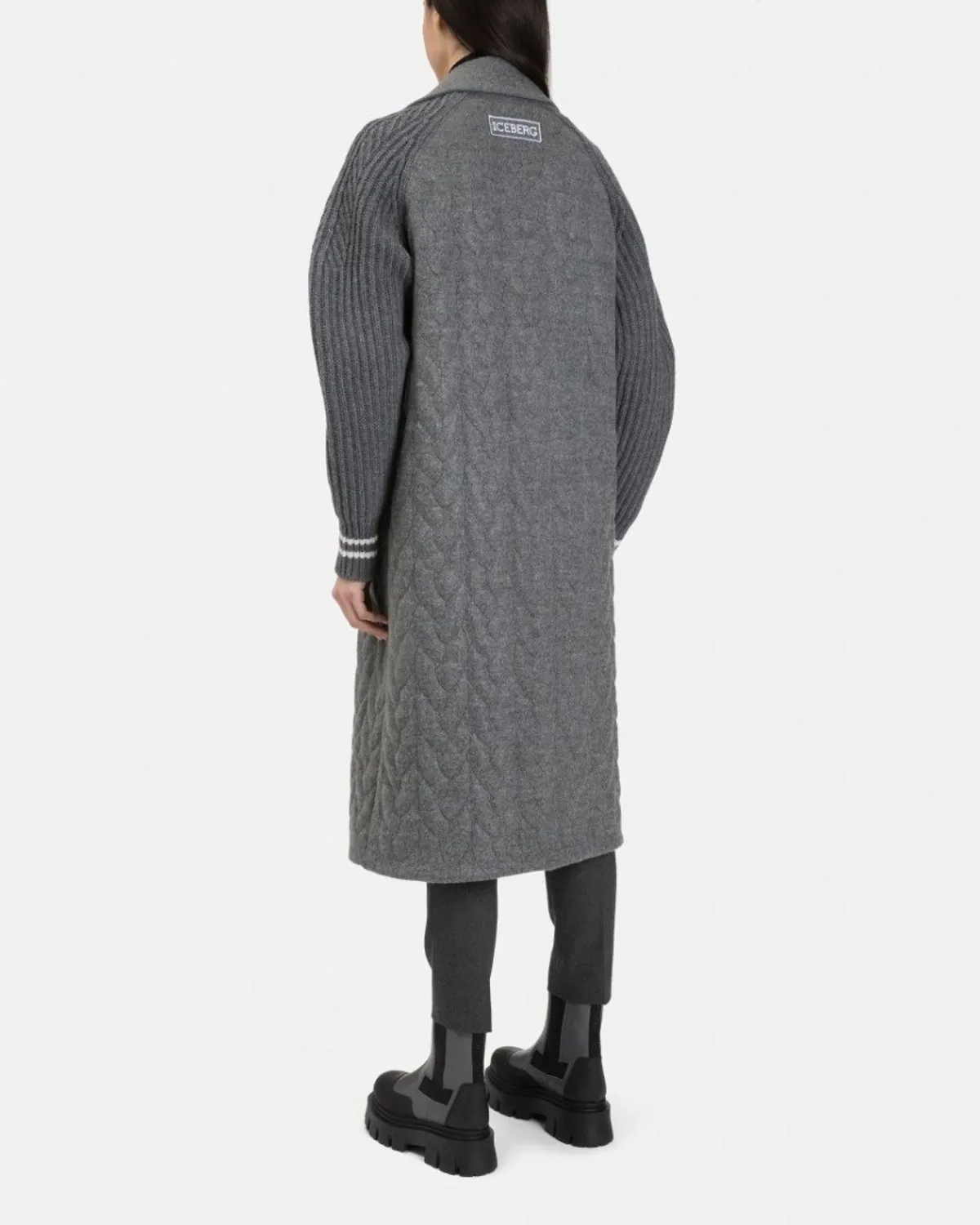 Iceberg - Knit Sleeve Coat - Grey 