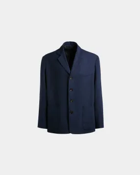 Jacket in Navy Blue Linen 